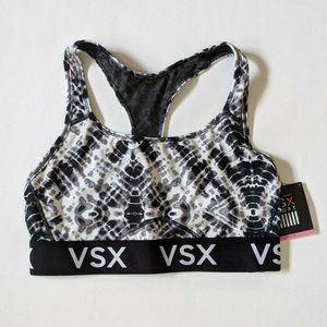 Victoria Secret Sport THE PLAYER Black & White Tie Dyed Racerback Sports Bra